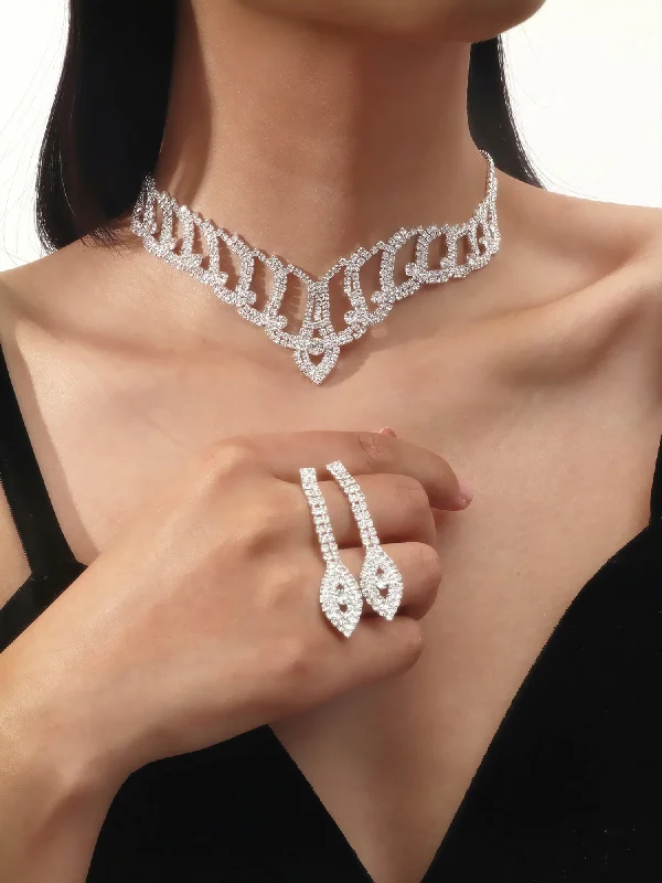 Shop Classic Women's Necklaces & Pendants with a Modern Twist-Classic Diamond Sparkling Necklace And Earrings Set Shop Classic Women's Necklaces & Pendants with a Modern Twist-Classic Diamond Sparkling Necklace And Earrings Set