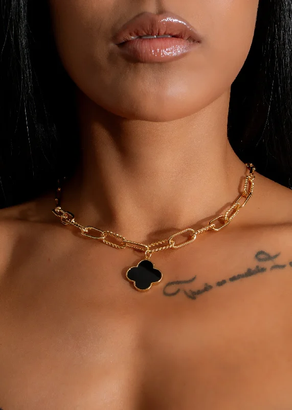 Shop Classic Women's Necklaces & Pendants with a Modern Twist-Clover Charm Necklace Black Shop Classic Women's Necklaces & Pendants with a Modern Twist-Clover Charm Necklace Black