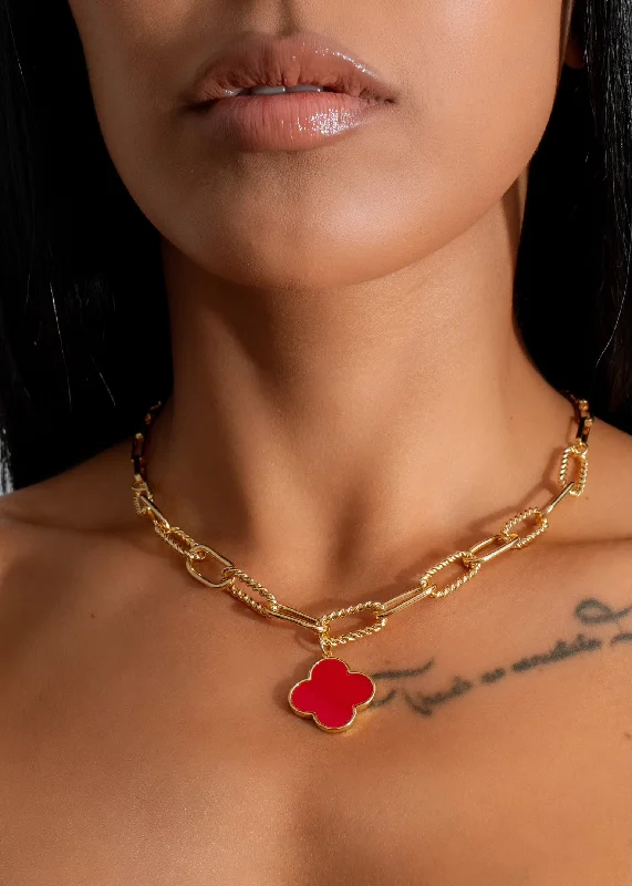 Shop Classic Women's Necklaces & Pendants with a Modern Twist-Clover Charm Necklace Red Shop Classic Women's Necklaces & Pendants with a Modern Twist-Clover Charm Necklace Red