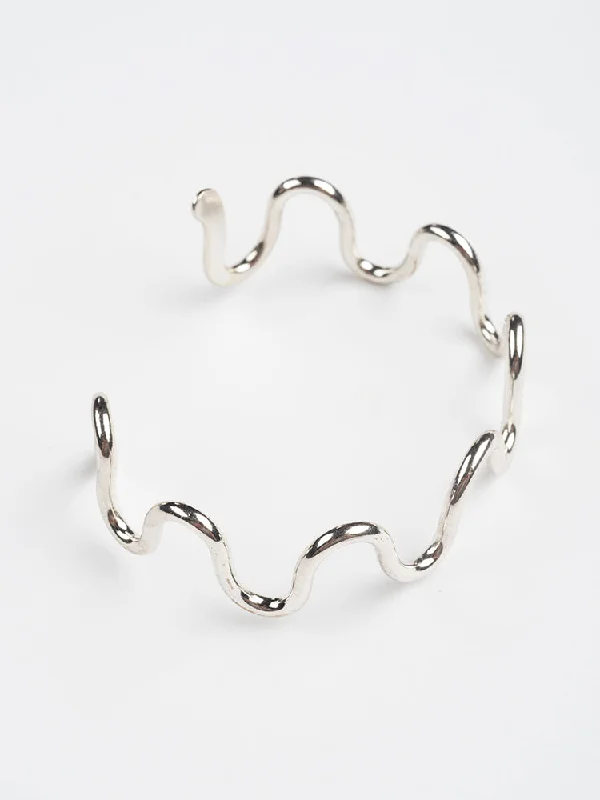 Unique Personalized Bangles for Women-Curvy Cuff - Silver