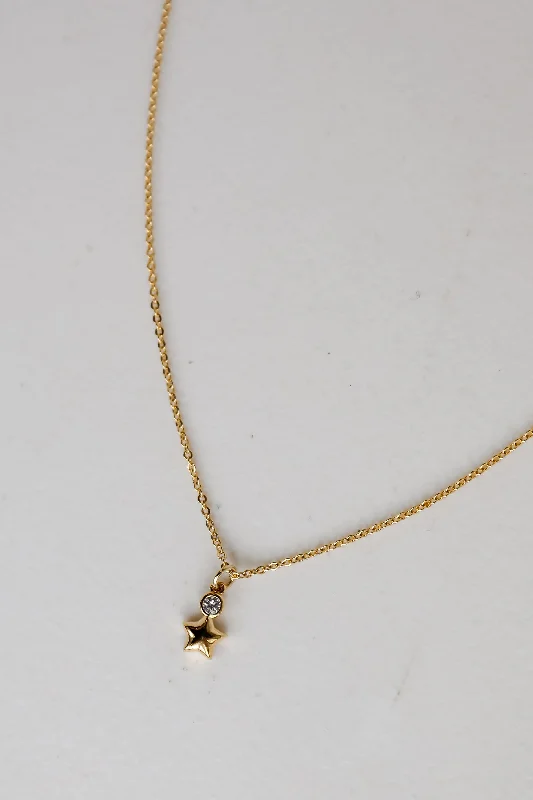 Shop Classic Women's Necklaces & Pendants with a Modern Twist-Eleanor Gold Rhinestone Star Charm Necklace Shop Classic Women's Necklaces & Pendants with a Modern Twist-Eleanor Gold Rhinestone Star Charm Necklace