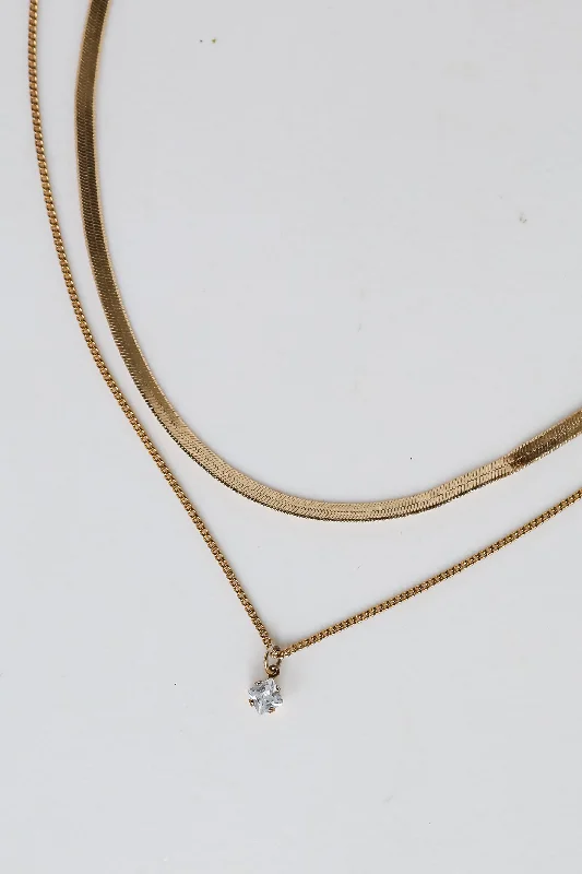 Shop Classic Women's Necklaces & Pendants with a Modern Twist-Ella Gold Layered Rhinestone Charm Necklace Shop Classic Women's Necklaces & Pendants with a Modern Twist-Ella Gold Layered Rhinestone Charm Necklace