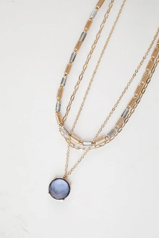 Shop Classic Women's Necklaces & Pendants with a Modern Twist-Ellie Grey Gemstone Charm Layered Necklace Shop Classic Women's Necklaces & Pendants with a Modern Twist-Ellie Grey Gemstone Charm Layered Necklace