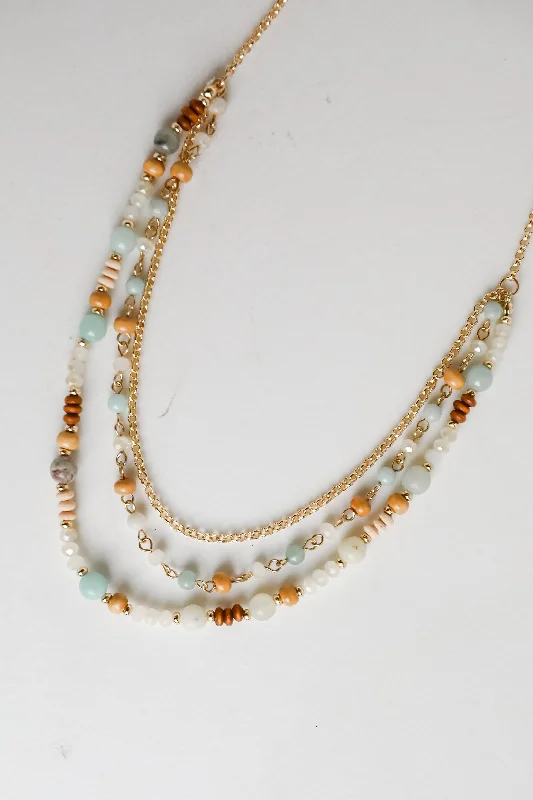 Shop Classic Women's Necklaces & Pendants with a Modern Twist-Eloise Mint Beaded Layered Necklace Shop Classic Women's Necklaces & Pendants with a Modern Twist-Eloise Mint Beaded Layered Necklace