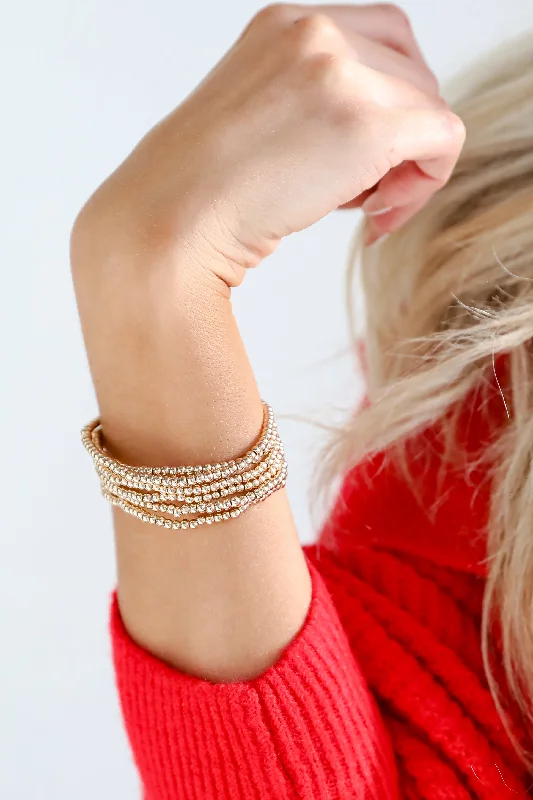 Handmade Bangles for Women-Emery Gold Beaded Bracelet Set