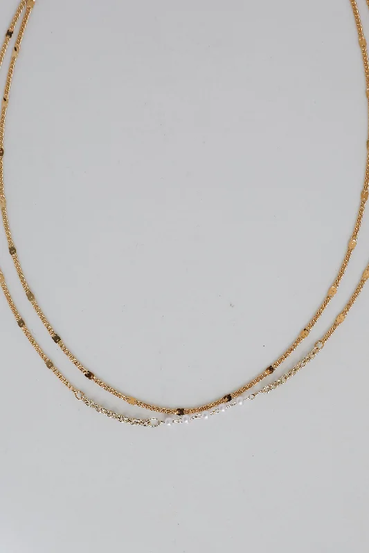Shop Classic Women's Necklaces & Pendants with a Modern Twist-Emma Gold Pearl Layered Chain Necklace Shop Classic Women's Necklaces & Pendants with a Modern Twist-Emma Gold Pearl Layered Chain Necklace