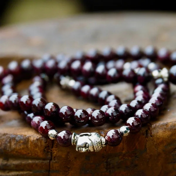 Shop Classic Women's  Necklaces & Pendants with a Modern Twist-Garnet Buddha Mala
