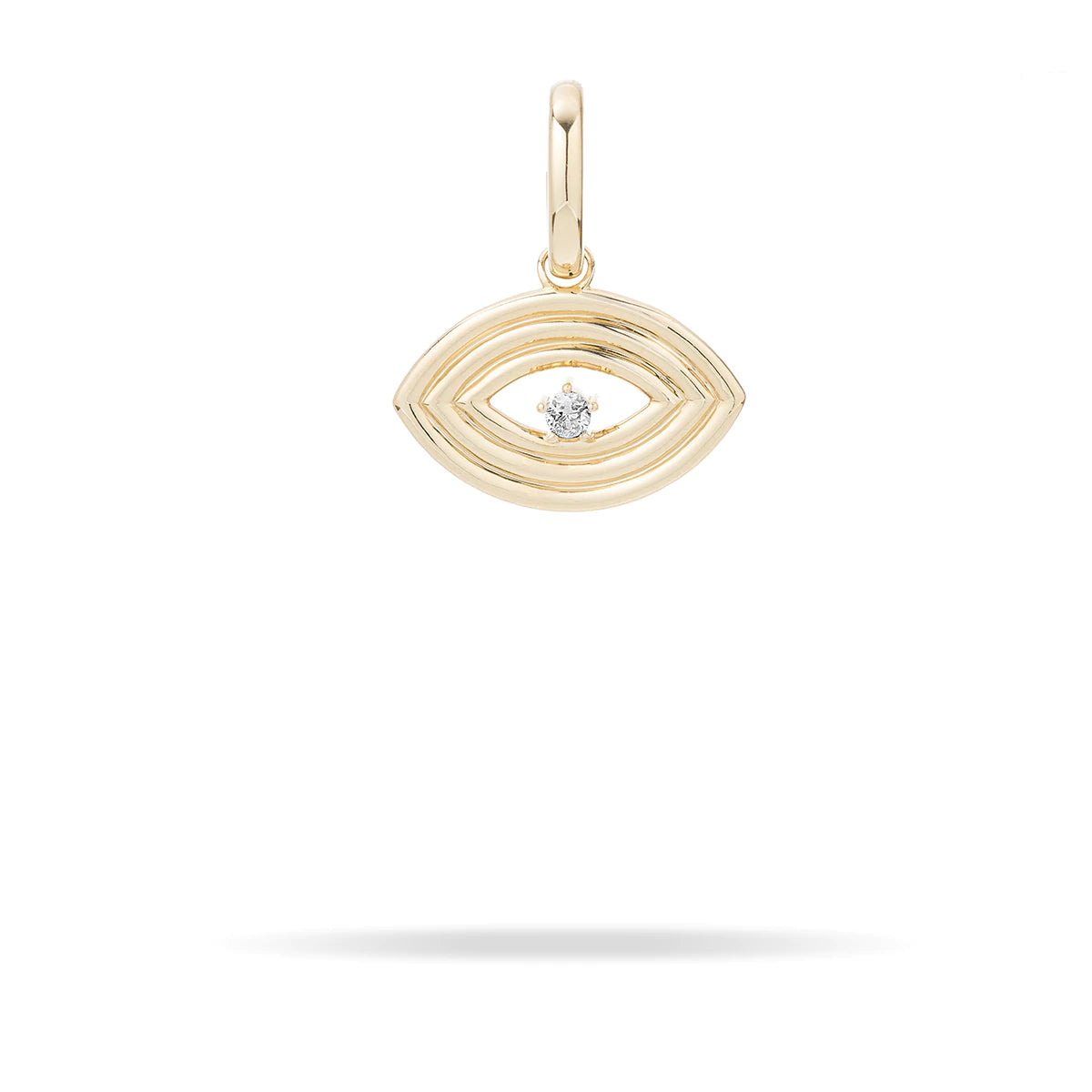 Shop Classic Women's Necklaces & Pendants with a Modern Twist-Groovy Large Diamond Evil Eye Charm - 14K Yellow Gold Shop Classic Women's Necklaces & Pendants with a Modern Twist-Groovy Large Diamond Evil Eye Charm - 14K Yellow Gold