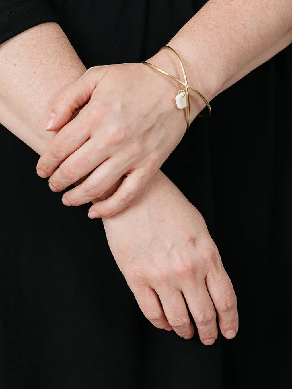 Women's Stacked Bangles-Gwyneth Charm Bracelet - Gold