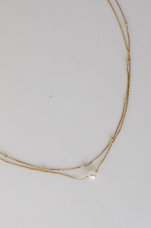 Shop Classic Women's Necklaces & Pendants with a Modern Twist-Harlow Gold Pearl Layered Chain Necklace Shop Classic Women's Necklaces & Pendants with a Modern Twist-Harlow Gold Pearl Layered Chain Necklace