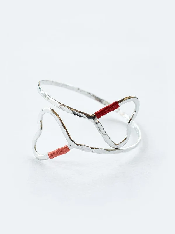 Sparkling Bangles for Women-Heart Bracelet - Silver