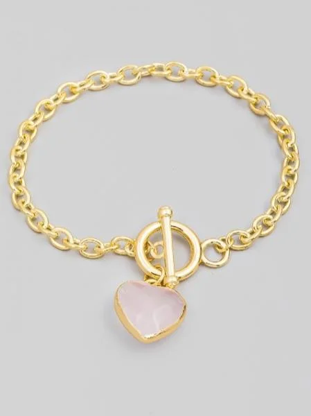 Beaded Cuff Bangles for Women-Heart Charm Bracelet