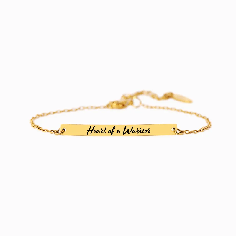 Handcrafted Wedding Bangles for Women-Heart Of A Warrior - Motivational Bar Bracelet Handcrafted Wedding Bangles for Women-Heart Of A Warrior - Motivational Bar Bracelet