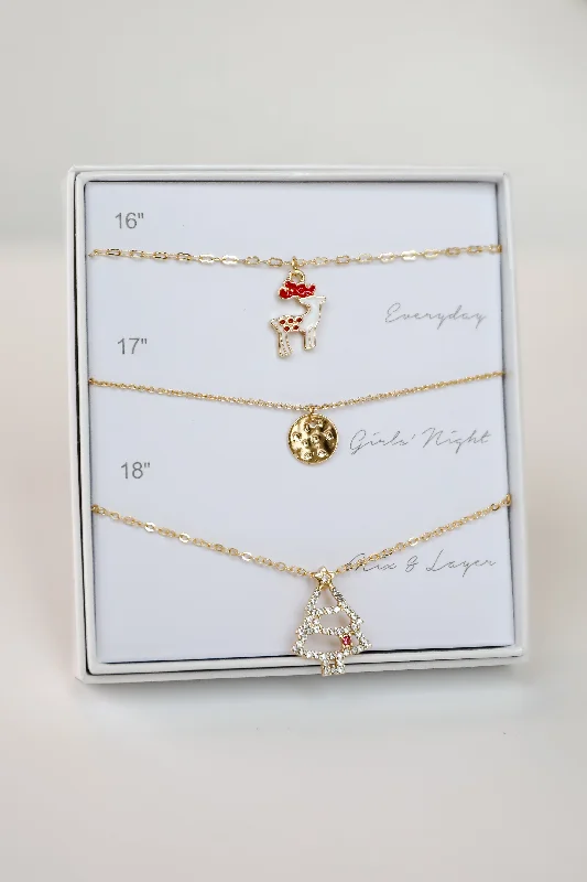 Shop Classic Women's Necklaces & Pendants with a Modern Twist-Holly Gold Necklace Set Shop Classic Women's Necklaces & Pendants with a Modern Twist-Holly Gold Necklace Set