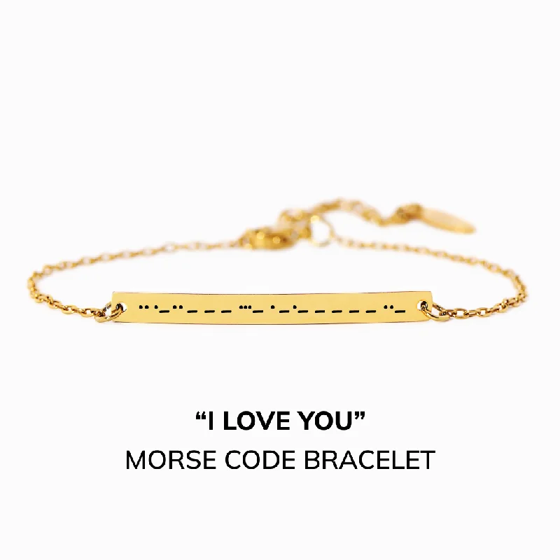 Set of Wedding Bangles for Women-I Love You - Morse Code Bracelet
