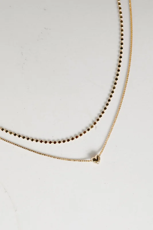 Shop Classic Women's Necklaces & Pendants with a Modern Twist-Isabella Gold Heart Charm Layered Necklace Shop Classic Women's Necklaces & Pendants with a Modern Twist-Isabella Gold Heart Charm Layered Necklace