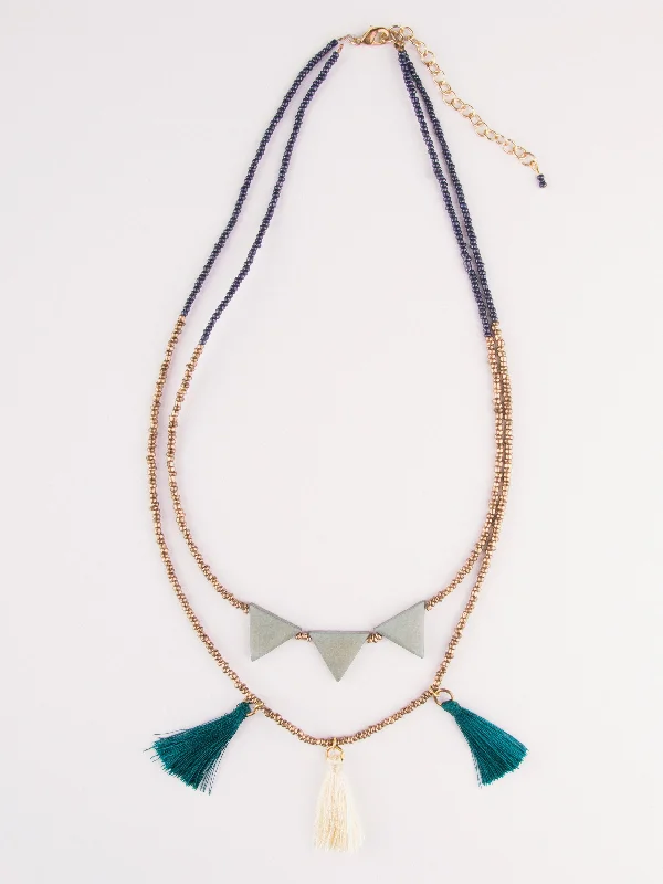 Shop Classic Women's Necklaces & Pendants with a Modern Twist-Jubilee Tassel Necklace - Teal Shop Classic Women's Necklaces & Pendants with a Modern Twist-Jubilee Tassel Necklace - Teal