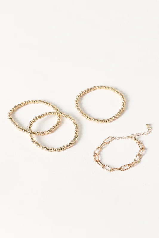 Unique Handcrafted Bangles for Women-Kaleigh Stacked Bracelets - Gold