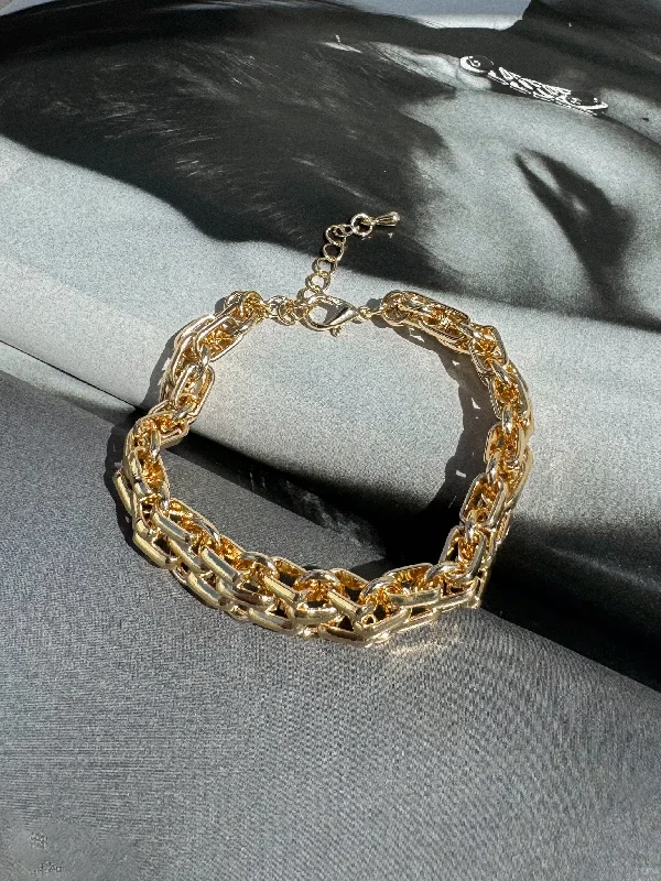 Gold and Silver Bangles for Women-Large Link Chain Bracelet
