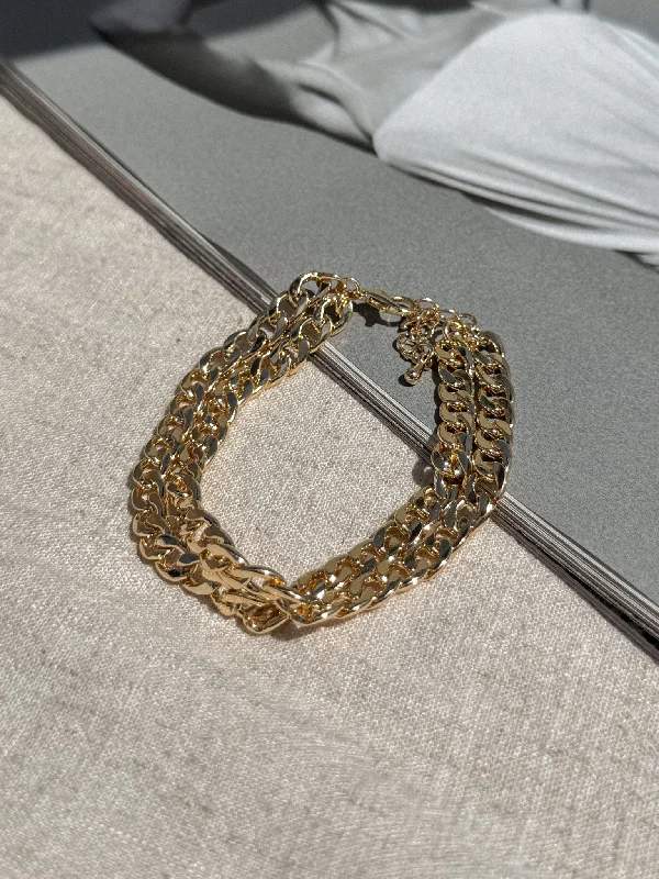 Adjustable Gemstone Cuff Bangles for Women-Layered Chain Bracelet