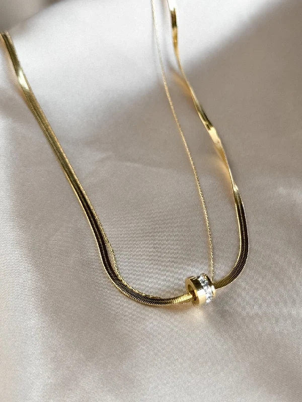 Shop Classic Women's Necklaces & Pendants with a Modern Twist-Layered Necklace With Ring Charm Shop Classic Women's Necklaces & Pendants with a Modern Twist-Layered Necklace With Ring Charm