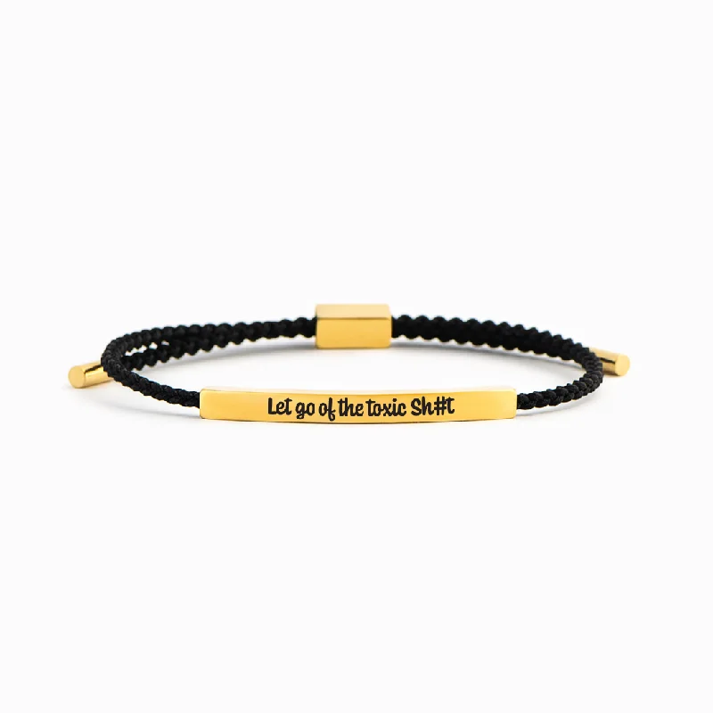 Women's Bangles with Simple Stone Accents-Let Go Of The Toxic Sh#t - Motivational Tube Bracelet Women's Bangles with Simple Stone Accents-Let Go Of The Toxic Sh#t - Motivational Tube Bracelet