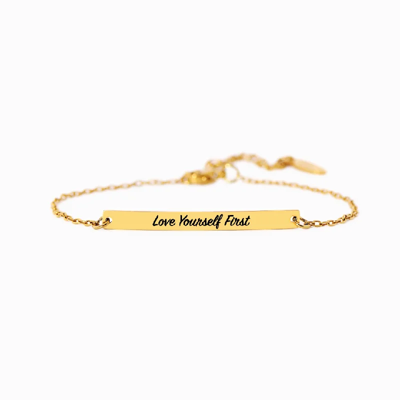 Trendy Bangles for Women with Unique Charms-Love Yourself First - Motivational Bar Bracelet Trendy Bangles for Women with Unique Charms-Love Yourself First - Motivational Bar Bracelet