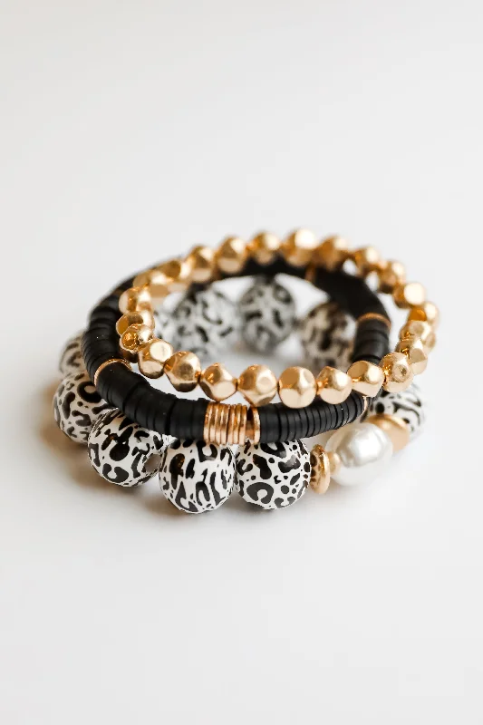Simple Bangles for Women-Lydia Black Beaded Bracelet Set