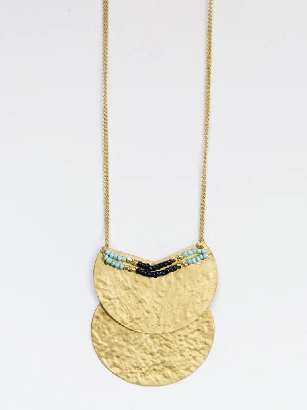 Shop Classic Women's Necklaces & Pendants with a Modern Twist-Lyra Disc Necklace - Blue Shop Classic Women's Necklaces & Pendants with a Modern Twist-Lyra Disc Necklace - Blue