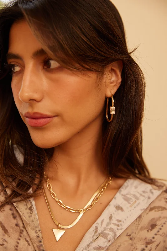 Shop Classic Women's Necklaces & Pendants with a Modern Twist-Marcel Triangle Charm Chain Layer Necklace Shop Classic Women's Necklaces & Pendants with a Modern Twist-Marcel Triangle Charm Chain Layer Necklace