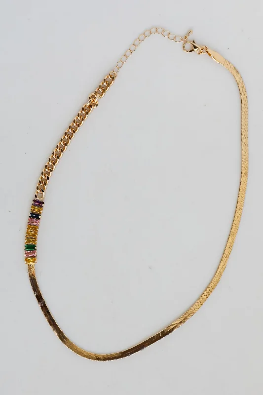 Shop Classic Women's Necklaces & Pendants with a Modern Twist-Maria Gold Gemstone Snake Chain Necklace Shop Classic Women's Necklaces & Pendants with a Modern Twist-Maria Gold Gemstone Snake Chain Necklace