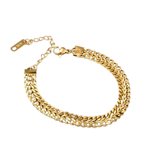 Bridesmaid Bangles for Women-Double Curb Bracelet