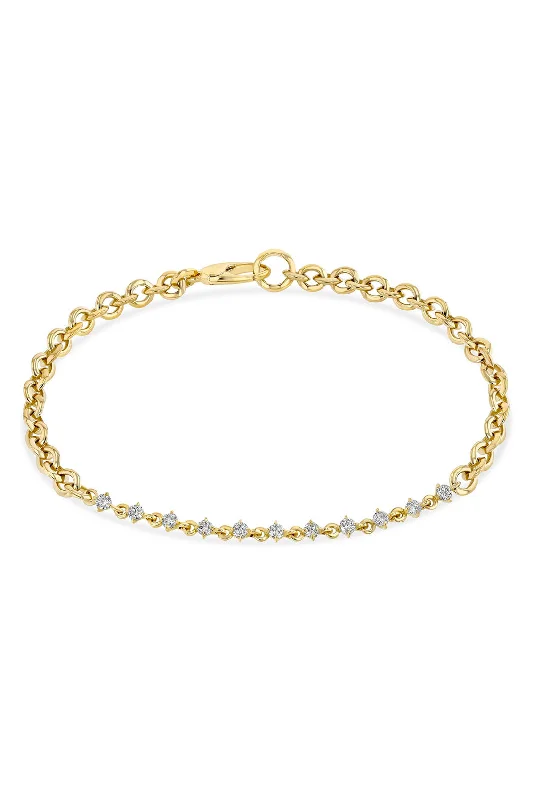 Antique Bangles for Women-Micro Chain Bracelet with Eclat Diamonds - 18K Yellow Gold Antique Bangles for Women-Micro Chain Bracelet with Eclat Diamonds - 18K Yellow Gold