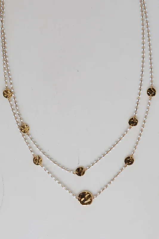 Shop Classic Women's Necklaces & Pendants with a Modern Twist-Mila White Beaded Layered Necklace Shop Classic Women's Necklaces & Pendants with a Modern Twist-Mila White Beaded Layered Necklace