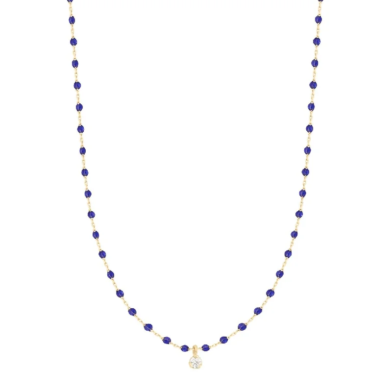 Shop Classic Women's Necklaces & Pendants with a Modern Twist-15.7" Mini Gigi Diamond Necklace - Lapis + Yellow Gold Shop Classic Women's Necklaces & Pendants with a Modern Twist-15.7" Mini Gigi Diamond Necklace - Lapis + Yellow Gold