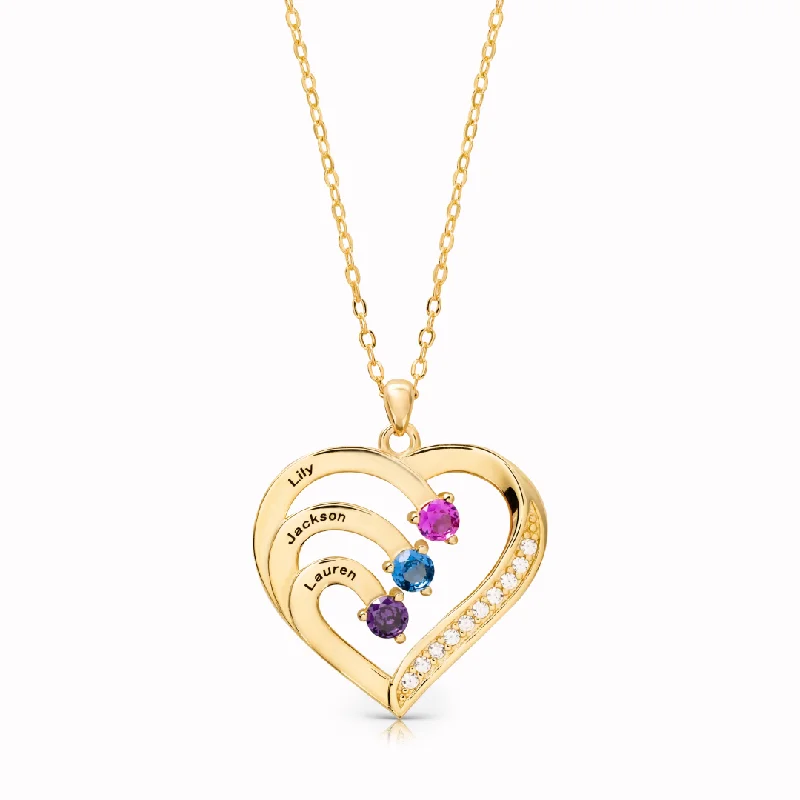 Shop Classic Women's Necklaces & Pendants with a Modern Twist-Name & Birthstone Heart Necklace Shop Classic Women's Necklaces & Pendants with a Modern Twist-Name & Birthstone Heart Necklace