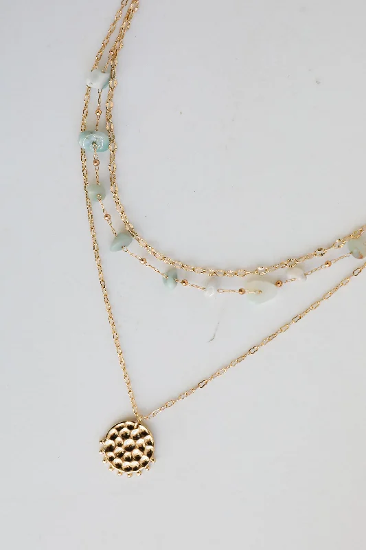 Shop Classic Women's Necklaces & Pendants with a Modern Twist-Nina Gold Stone Layered Necklace Shop Classic Women's Necklaces & Pendants with a Modern Twist-Nina Gold Stone Layered Necklace