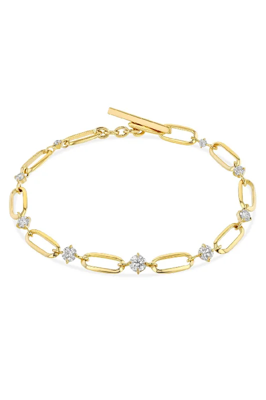 Adjustable Cuff Bangles for Women-OG Link + Graduated Diamond Bracelet - 18K Yellow Gold Adjustable Cuff Bangles for Women-OG Link + Graduated Diamond Bracelet - 18K Yellow Gold