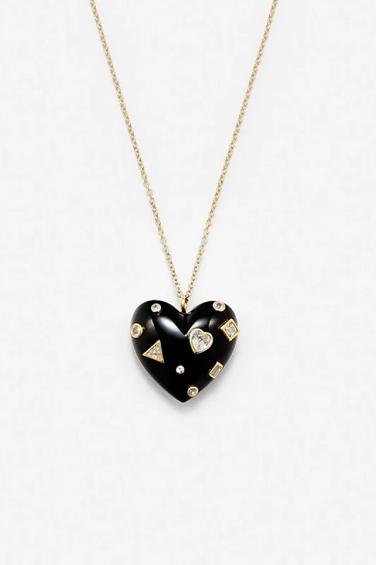 Shop Classic Women's Necklaces & Pendants with a Modern Twist-Pendentif Cœur Confettis - Onyx Or Jaune Shop Classic Women's Necklaces & Pendants with a Modern Twist-Pendentif Cœur Confettis - Onyx Or Jaune