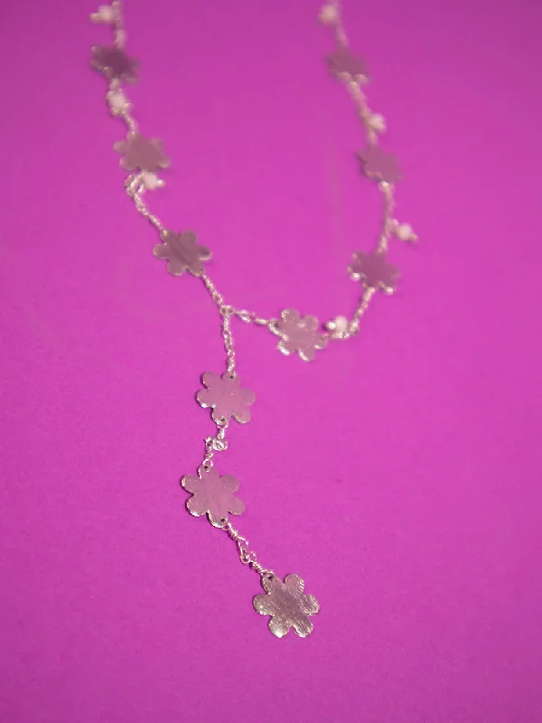 Shop Classic Women's Necklaces & Pendants with a Modern Twist-Petite Flower Lariat Necklace - Silver Shop Classic Women's Necklaces & Pendants with a Modern Twist-Petite Flower Lariat Necklace - Silver