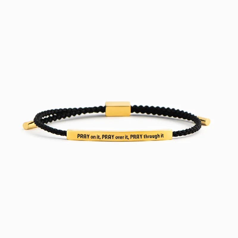 Gem-Studded Silver Bangles for Women-PRAY On It Motivational Tube Bracelet