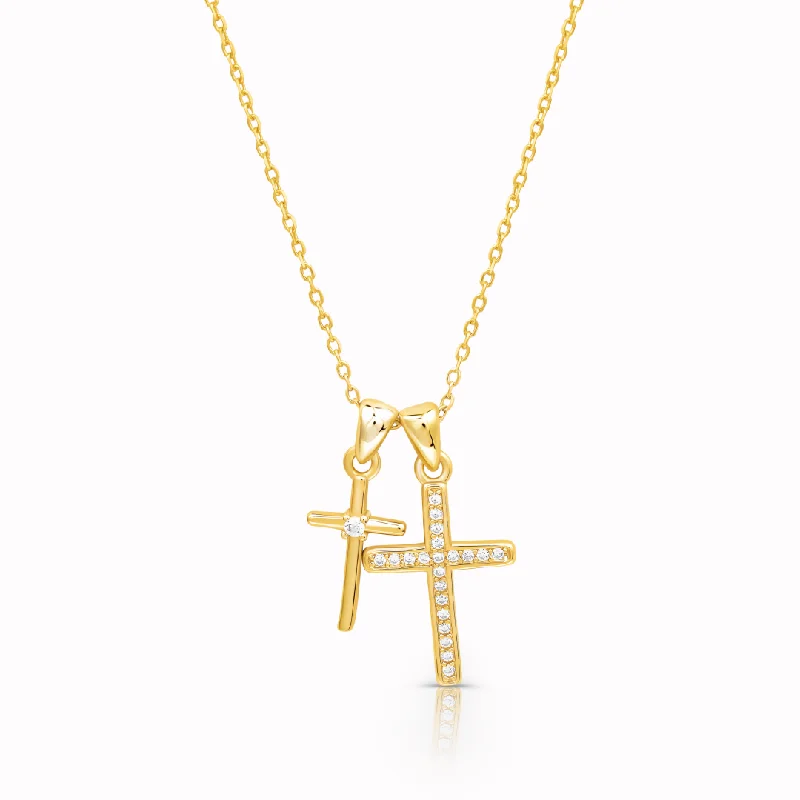 Shop Classic Women's Necklaces & Pendants with a Modern Twist-Pray Through It - Double Cross Necklace Shop Classic Women's Necklaces & Pendants with a Modern Twist-Pray Through It - Double Cross Necklace