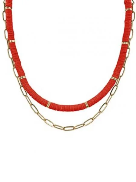 Shop Classic Women's Necklaces & Pendants with a Modern Twist-Red + Gold Layer Necklace Shop Classic Women's Necklaces & Pendants with a Modern Twist-Red + Gold Layer Necklace