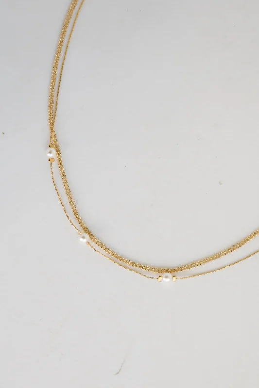 Shop Classic Women's Necklaces & Pendants with a Modern Twist-Reece Gold Pearl Layered Chain Necklace Shop Classic Women's Necklaces & Pendants with a Modern Twist-Reece Gold Pearl Layered Chain Necklace