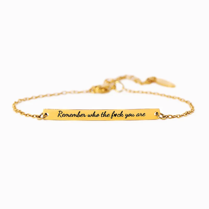 Personalized Cuff Bangles for Women-Remember Who The F♡ck You Are Motivational Bar Bracelet Personalized Cuff Bangles for Women-Remember Who The F♡ck You Are Motivational Bar Bracelet