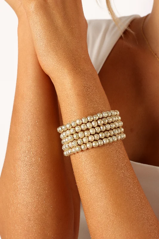 Women's Bangles with Stone Details-Renee Bracelet Set - Gold