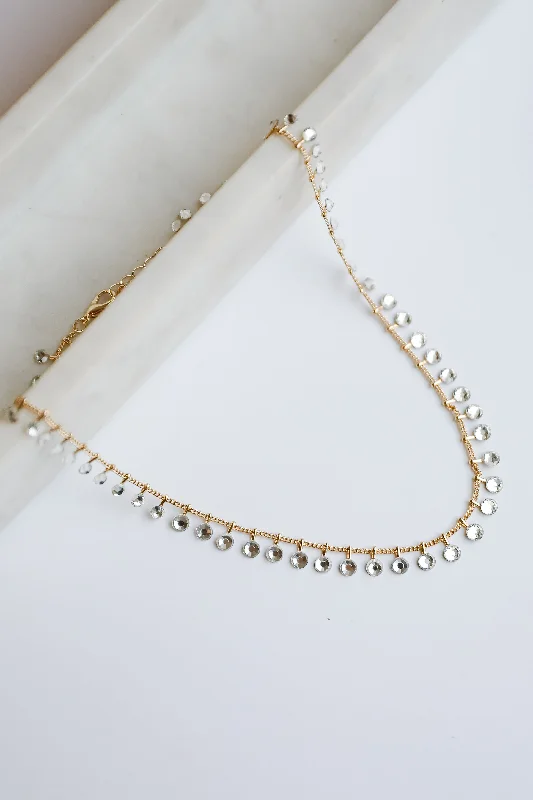 Shop Classic Women's Necklaces & Pendants with a Modern Twist-Riley Gold Rhinestone Chain Necklace Shop Classic Women's Necklaces & Pendants with a Modern Twist-Riley Gold Rhinestone Chain Necklace