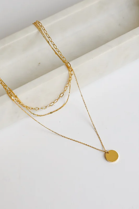 Shop Classic Women's Necklaces & Pendants with a Modern Twist-Ruby Gold Layered Chain Necklace Shop Classic Women's Necklaces & Pendants with a Modern Twist-Ruby Gold Layered Chain Necklace