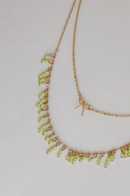 Shop Classic Women's Necklaces & Pendants with a Modern Twist-FINAL SALE - Sadie Yellow Beaded Layered Necklace Shop Classic Women's Necklaces & Pendants with a Modern Twist-FINAL SALE - Sadie Yellow Beaded Layered Necklace