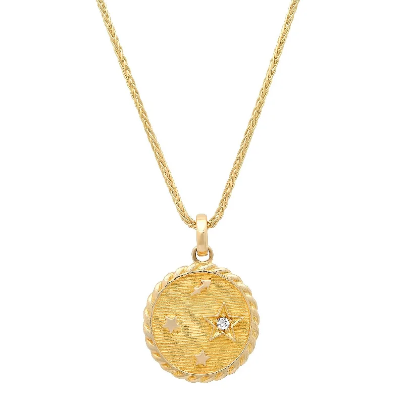 Shop Classic Women's  Necklaces & Pendants with a Modern Twist-Small Zodiac Gold Necklace - Aquarius on 18” Chain (Other Signs by Special Order)